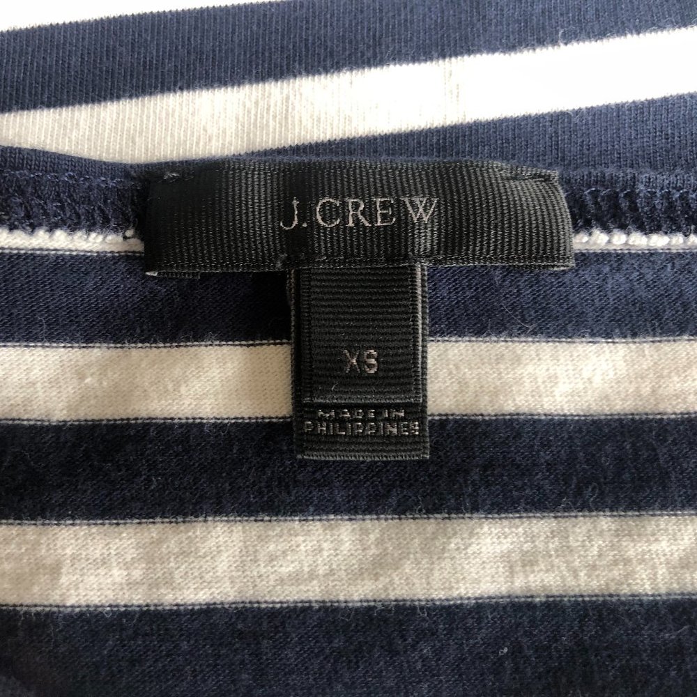 J. Crew Ruffle Bell Sleeve Navy and White Striped Tee - Picture 4 of 5